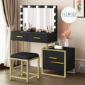 Black Makeup Vanity with Mirror and LED Lights H657395