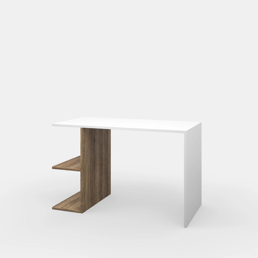 2 Tier White Walnut Modern Desk Q676810