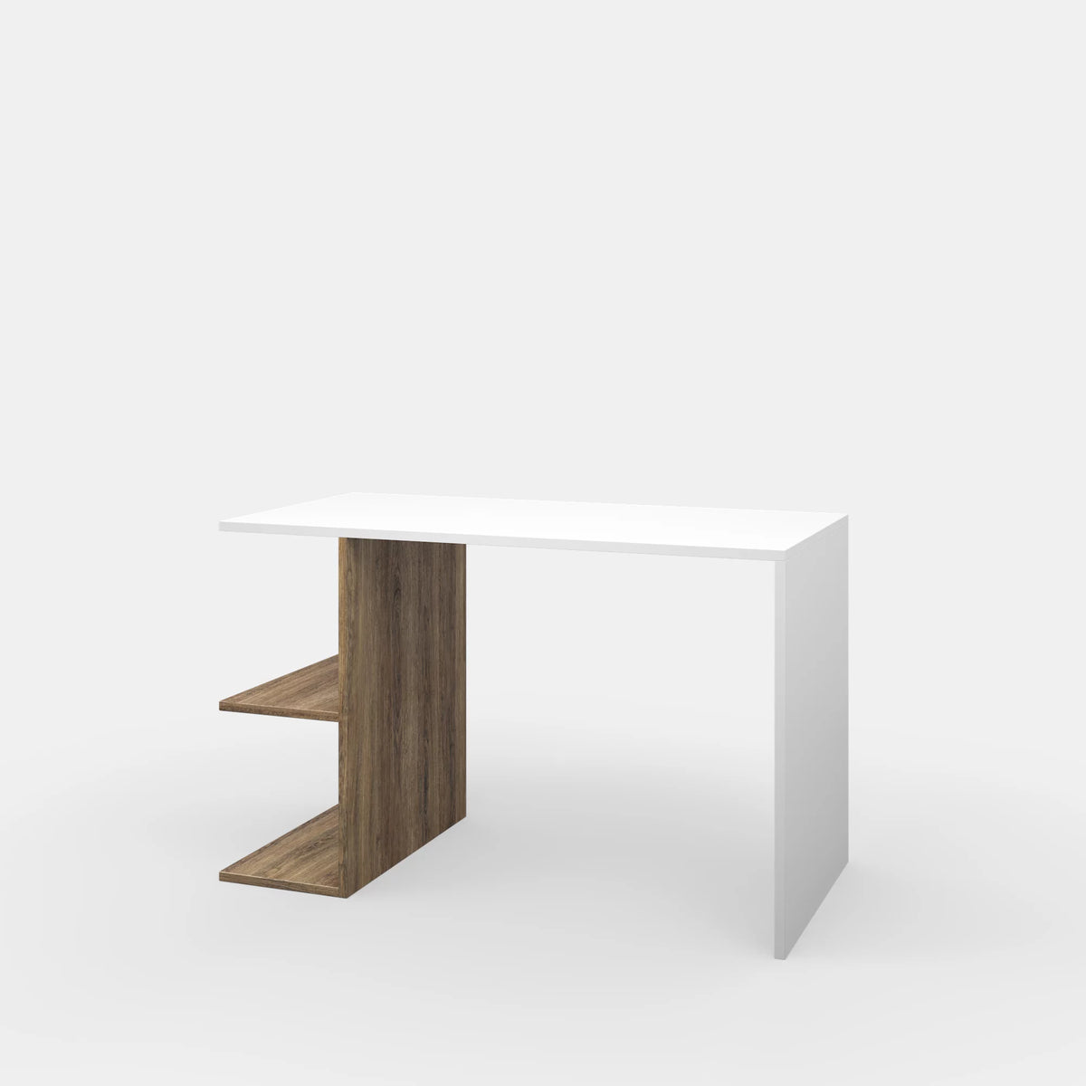 2 Tier White Walnut Modern Desk Q676810