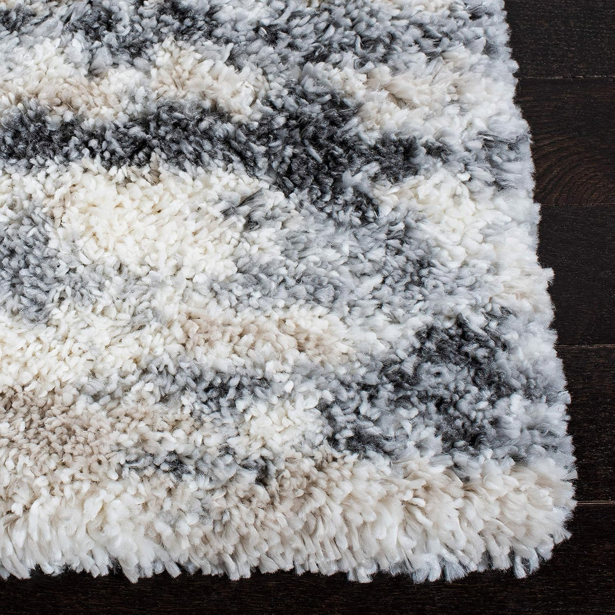 Grey & Ivory 8' x 10' Shag Area Rug P188025