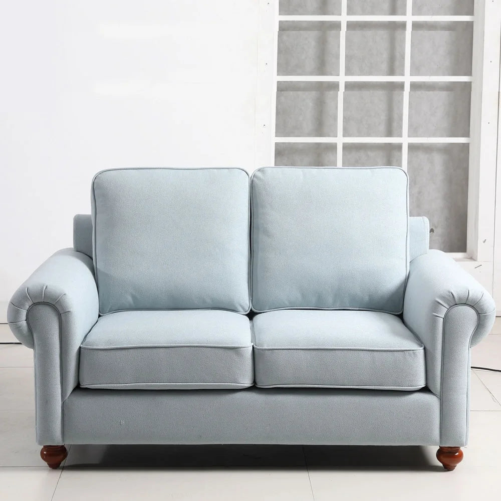 Linen Fabric Sectional Sofa Set, 3 Seater Loveseat T79257