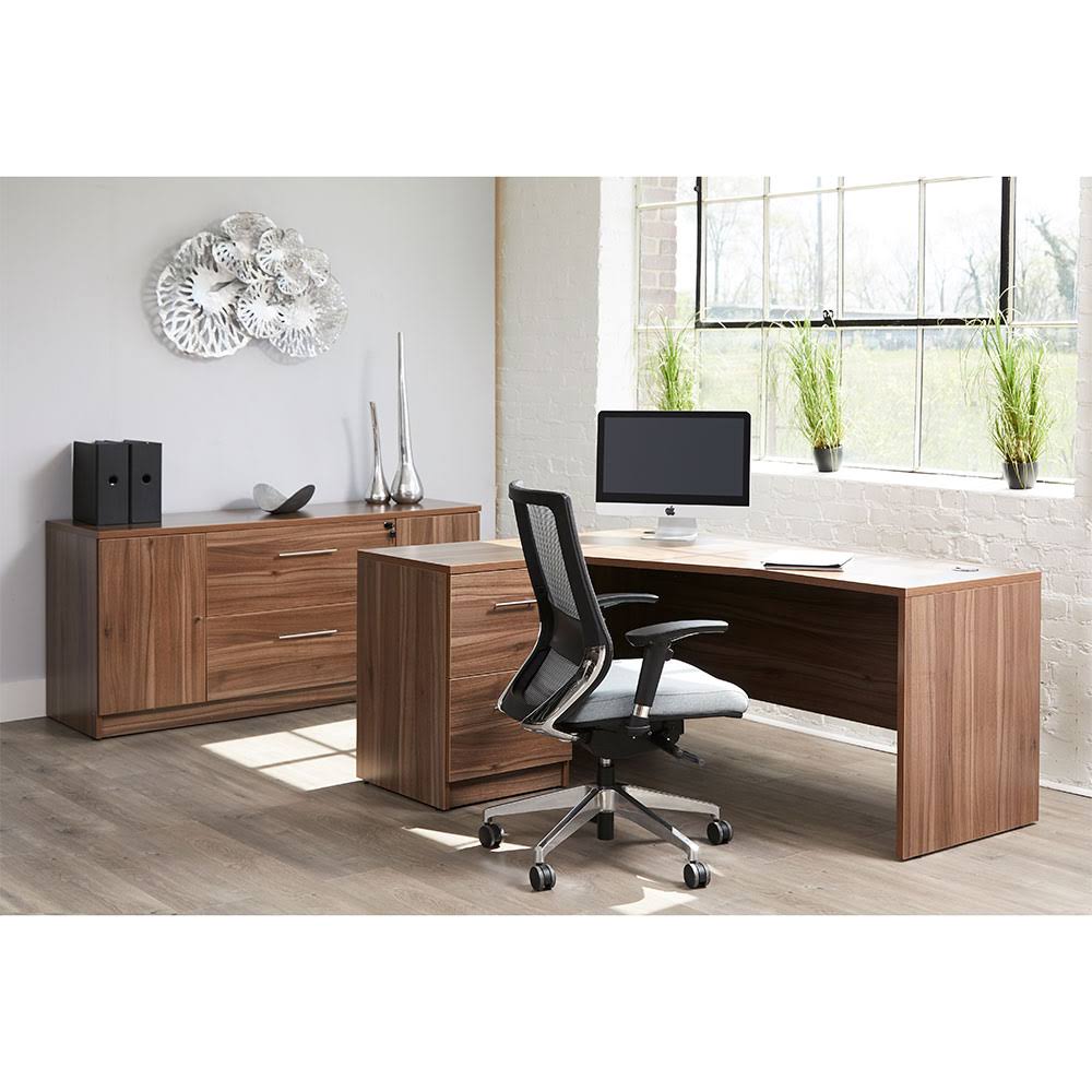 2 Drawer Walnut File Cabinet Desk H47494
