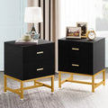 2-Drawer Wood Metal Nightstand S966