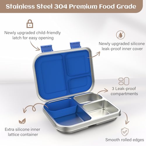 Pink 3 Compartments Leak Proof Stainless Steel Bento Lunch Box U29588