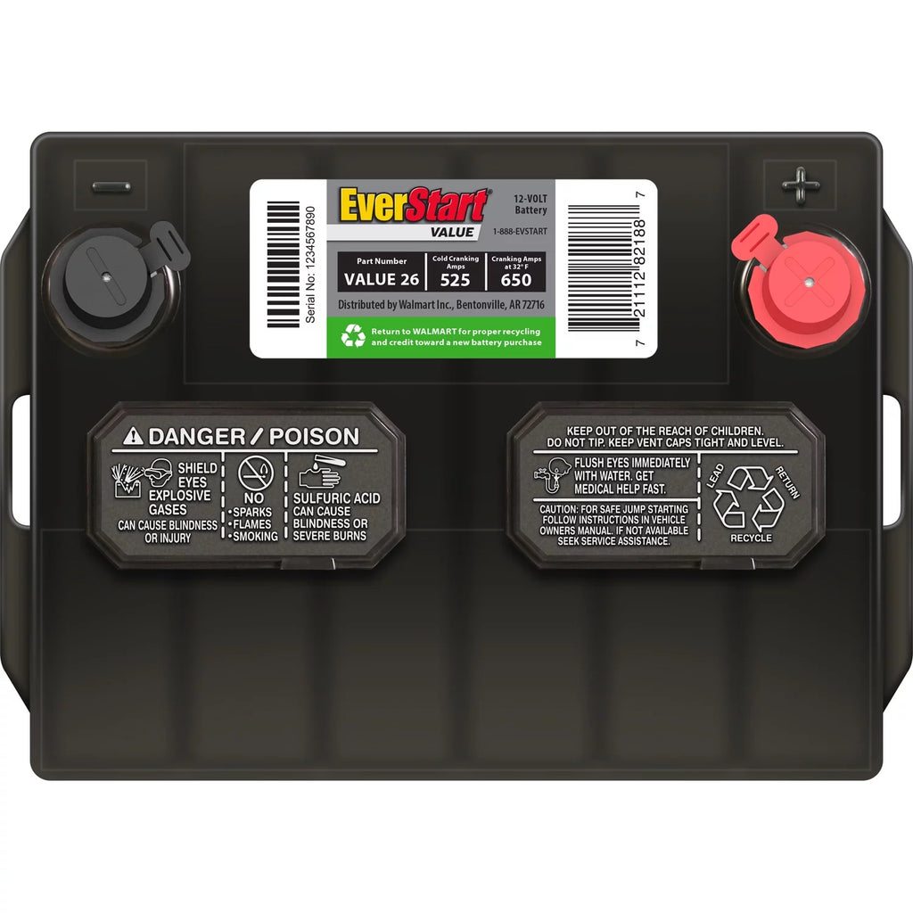 Lead Acid Automotive Battery Group Size 26 12 Volt 525 CCA P6957