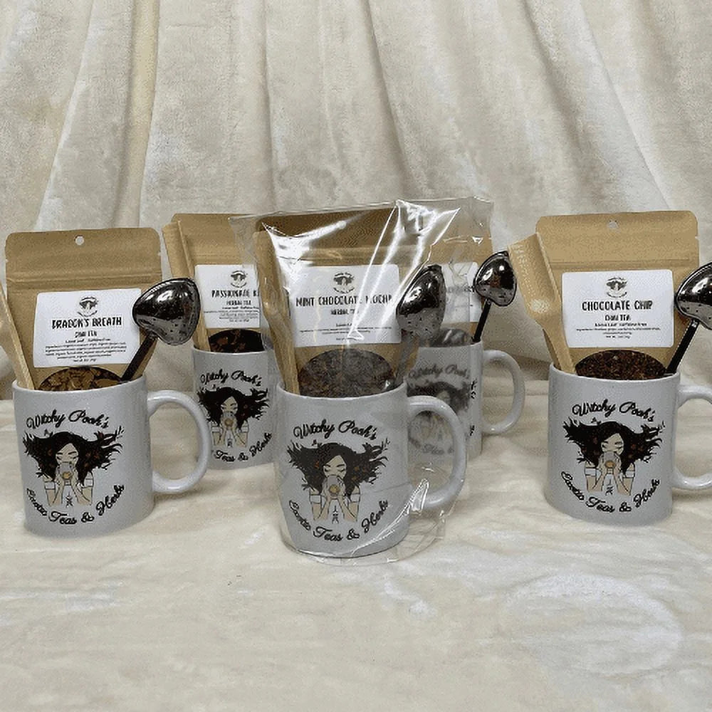 Mint Chocolate Mocha Herbal Tea Gift Mug Set with Heart Infuser C366