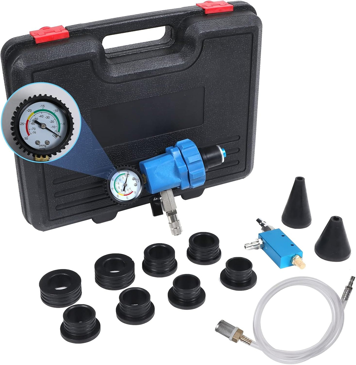 Coolant Vacuum Refill Kit with 2 Tapered Rubber Adapters, 8 Replaceable Adapter Sleeves, Pack of 2 D712306