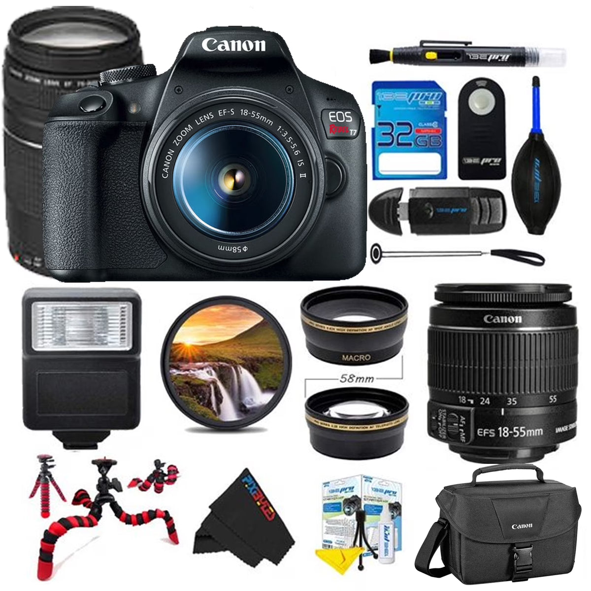 Digital SLR Camera with 24.1MP APS-C CMOS Sensor and 18-55mm f/3.5-5.6 IS II Lens (Black) + 75-300mm f/4-5.6 III Lens Z2322