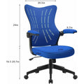 Blue Mesh Office Desk Chair with Flip Arms and Lumbar Support D360482