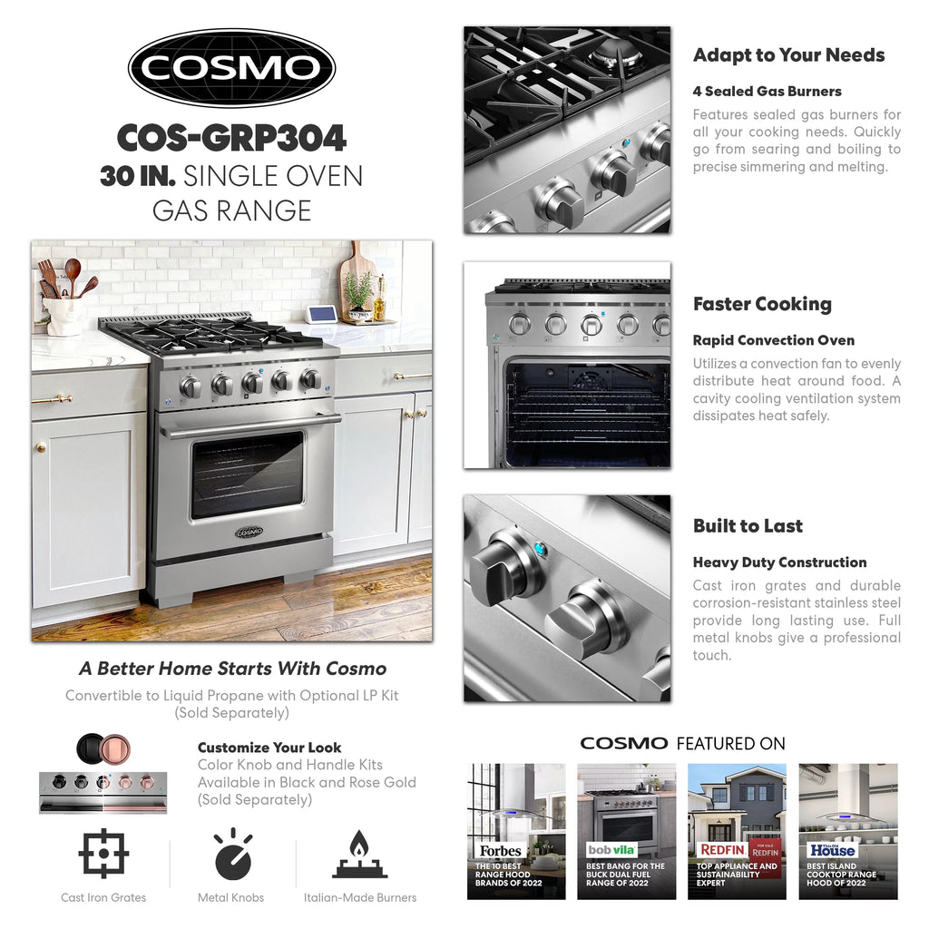 Stainless Steel Gas Range with 4 Burners T4995