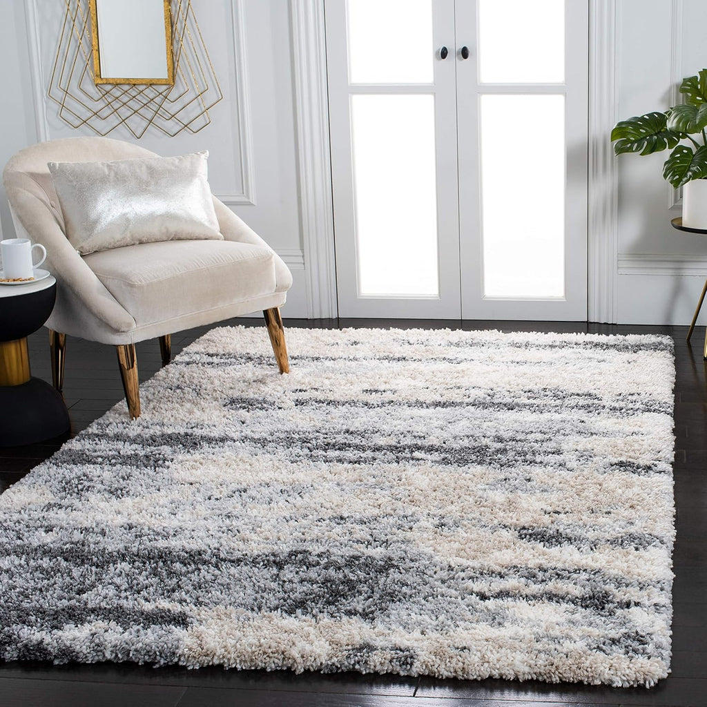 Grey & Ivory 8' x 10' Shag Area Rug P188025