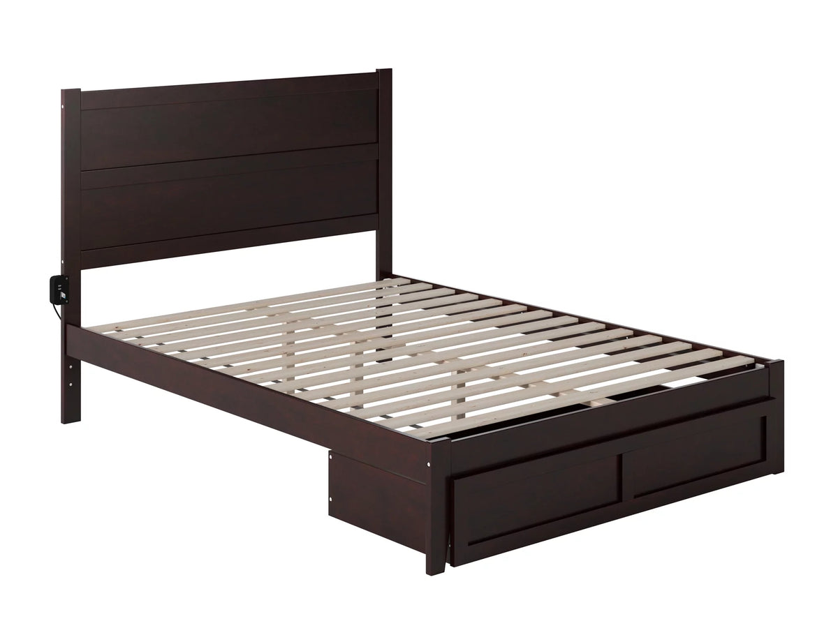 14" Queen Wood Platform Bed Frame with Foot Drawer Storage F43935