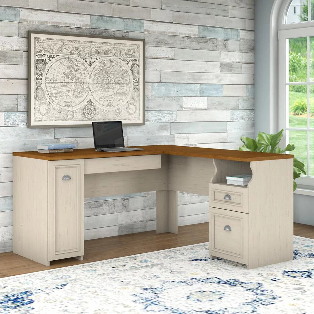 60W L Shaped Desk with Drawers and Storage Cabinet K947