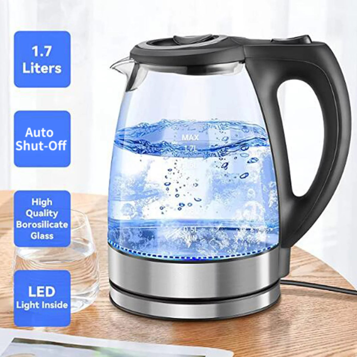 1.7L 1500W Glass Electric Kettle Q102274