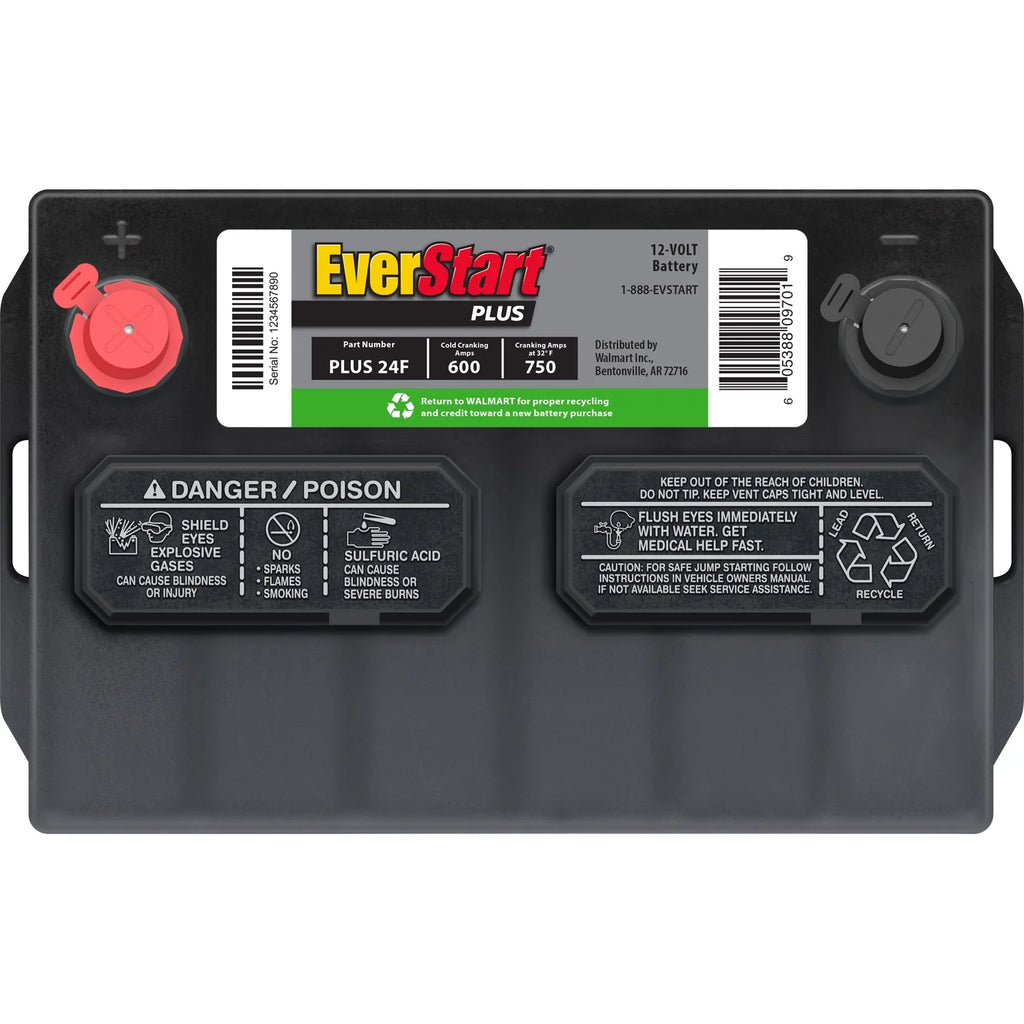 Lead Acid Automotive Battery, Group Size 24F 12 Volt, 600 CCA L2551