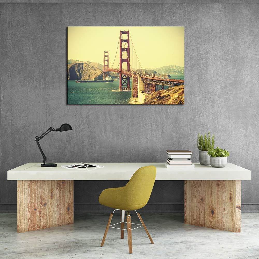 Golden Gate Bridge Canvas Wall Art Cityscape at Sunset E117107