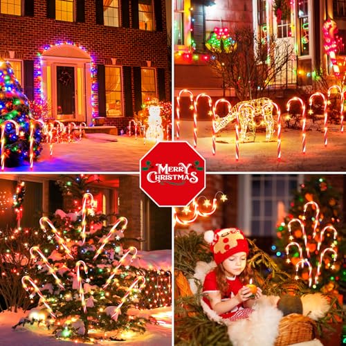 12 Pack Solar Candy Cane Lights, 72 LEDs Waterproof Outdoor Christmas Decorations Z575865