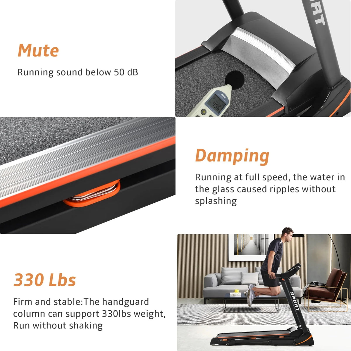 3.5 HP Folding Treadmill 330 LB Capacity D747432