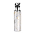 White and Golden Marble Stainless Steel Insulated Water Bottle with Straw Lid E1789
