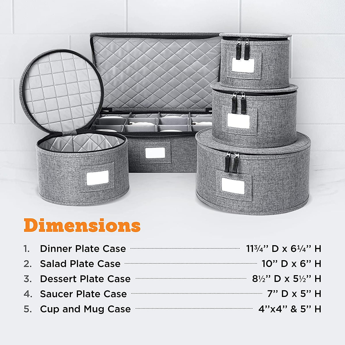 Grey Fabric 5 Piece China Storage Set Y7176