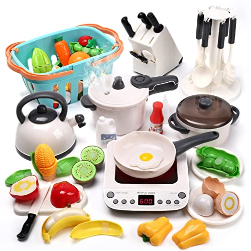 Pretend Play Kitchen Toy with Cookware and Play Food B2388