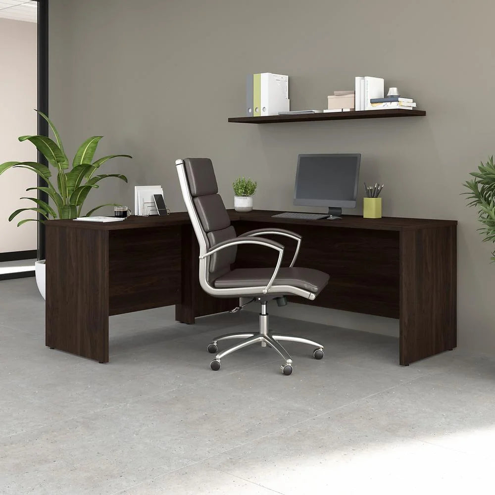 Black Walnut L Shaped Desk K621500