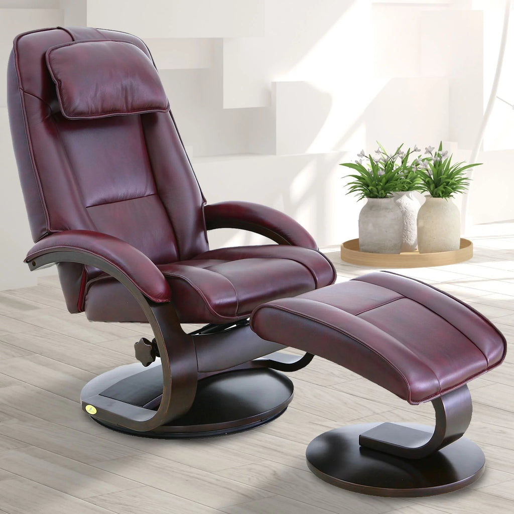 Merlot Red Recliner Chair with Ottoman V48683