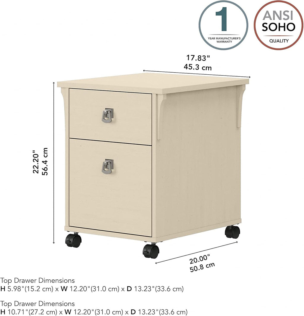 Antique White 2 Drawer Mobile File Cabinet E921
