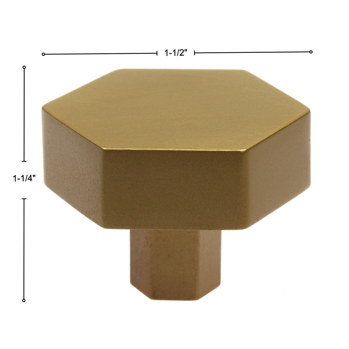 1-1/2 inch Solid Hexagon Cabinet Knob Satin Gold N15576