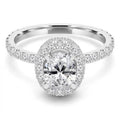 Oval Halo Engagement Ring 14K White Gold A18073