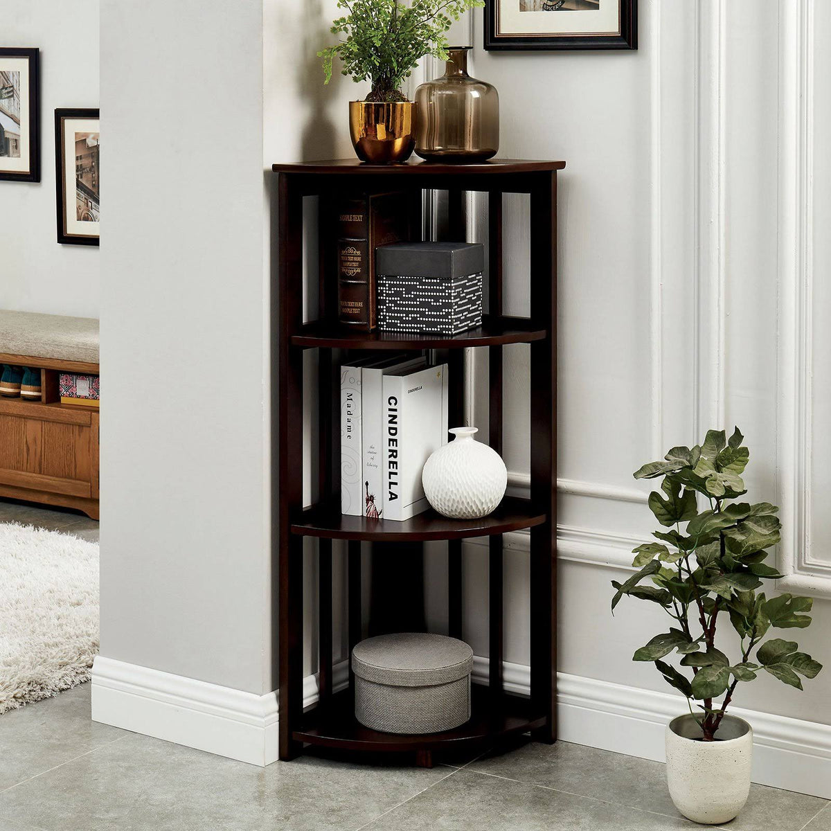 Dark Walnut Corner Cabinet D22834