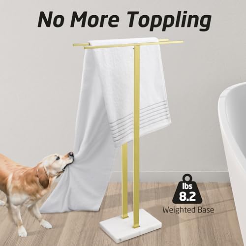 2-Tier Stainless Steel Towel Rack Stand with Marble Base Z460