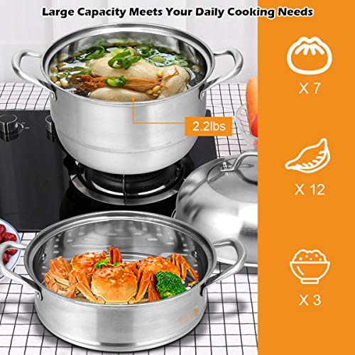 11 Inch Stainless Steel Steamer Pot with Tempered Glass Lid V226381