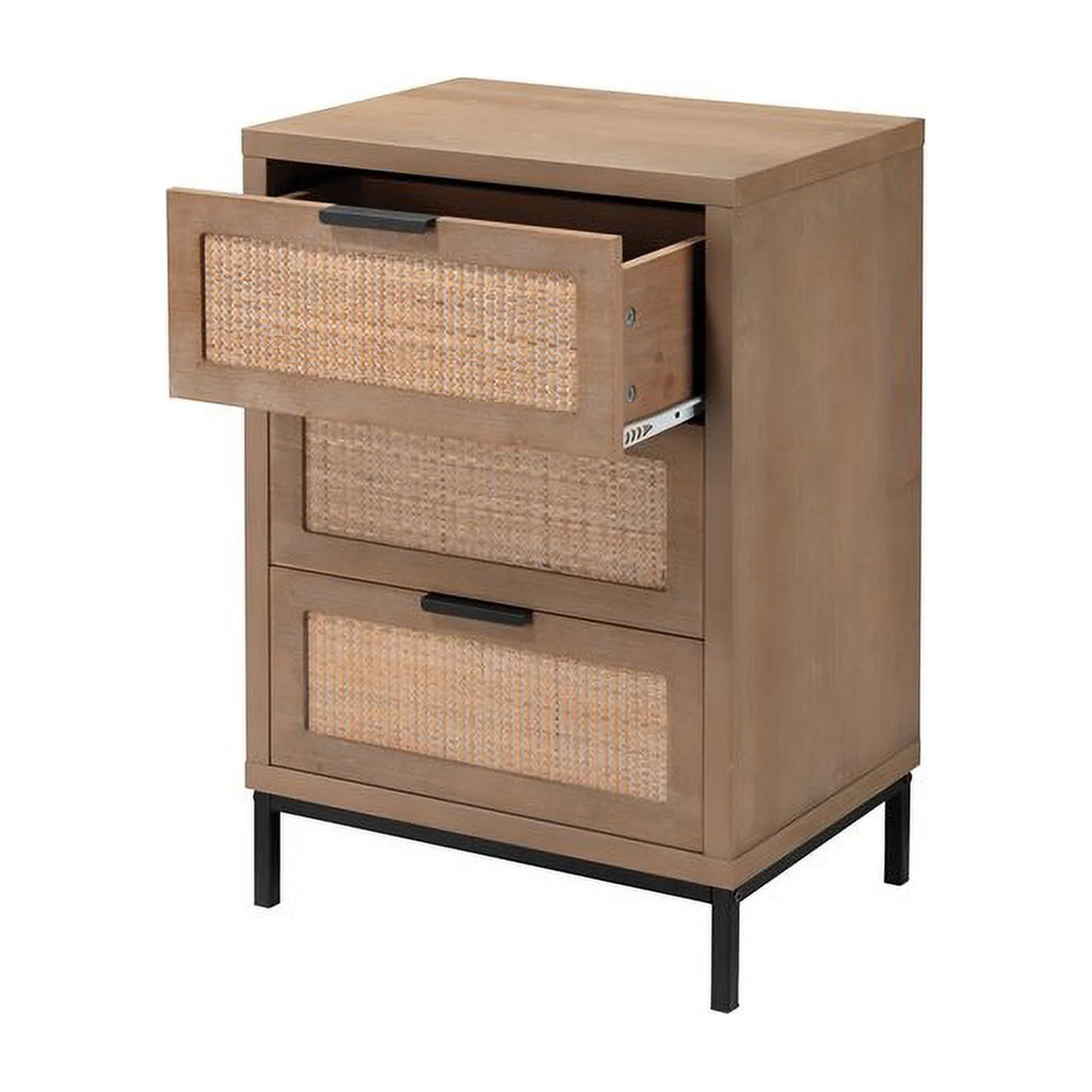3 Drawer Wood and Iron Side Table X280612
