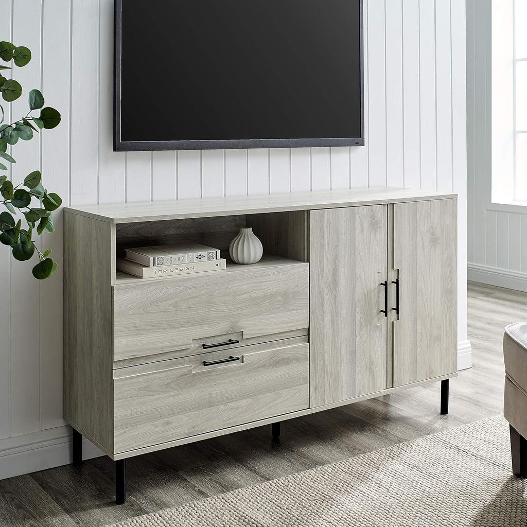 56 Birch Storage Sideboard Cabinet with 2 Drawer A9429