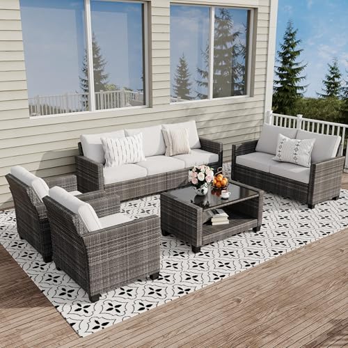 6 Piece Outdoor Patio Furniture Set with Coffee Table B2969