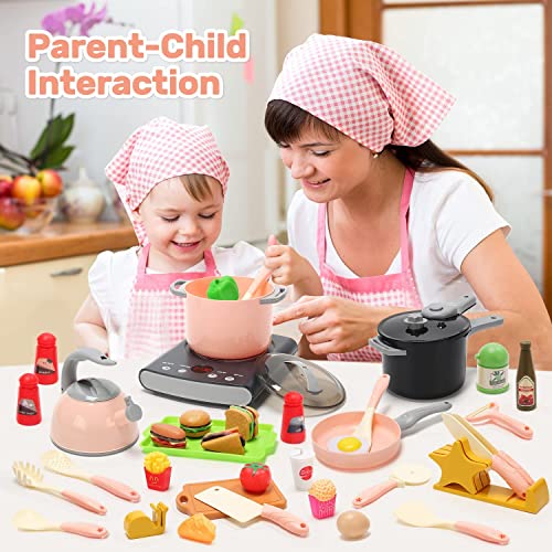 Pretend Play Kitchen Toy with Cookware and Play Food B2388