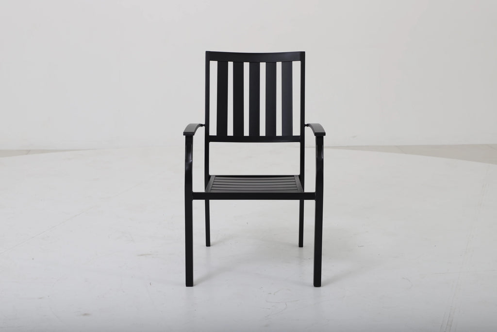 Black Set of 4 Steel Outdoor Dining Chair Q120