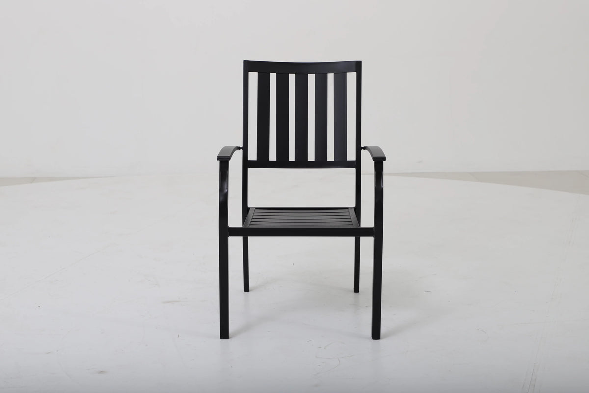 Black Set of 4 Steel Outdoor Dining Chair Q120