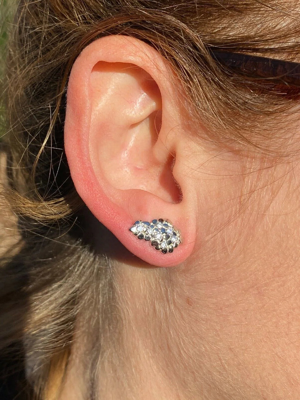 Mens 925 Sterling Silver CZ Stud Earrings I186585