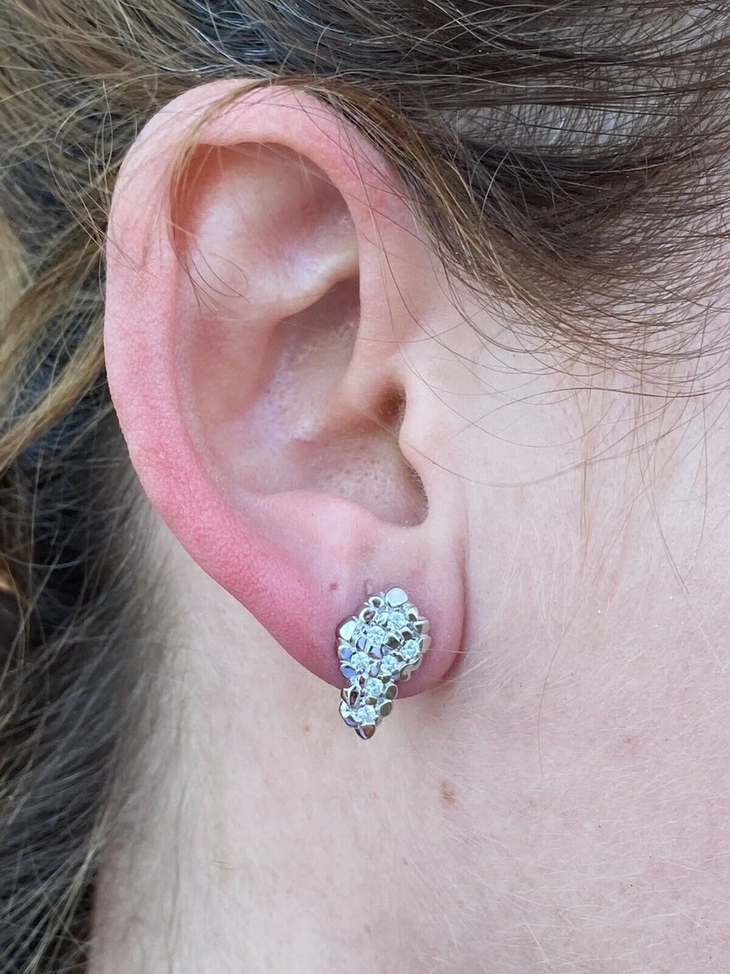 Mens 925 Sterling Silver CZ Stud Earrings I186585
