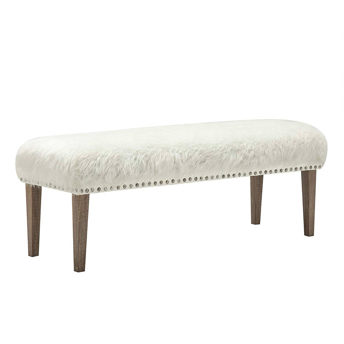 White Faux Leather Makeup Bench U734843