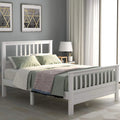 Full Size White Wood Platform Bed with Headboard and Footboard U518