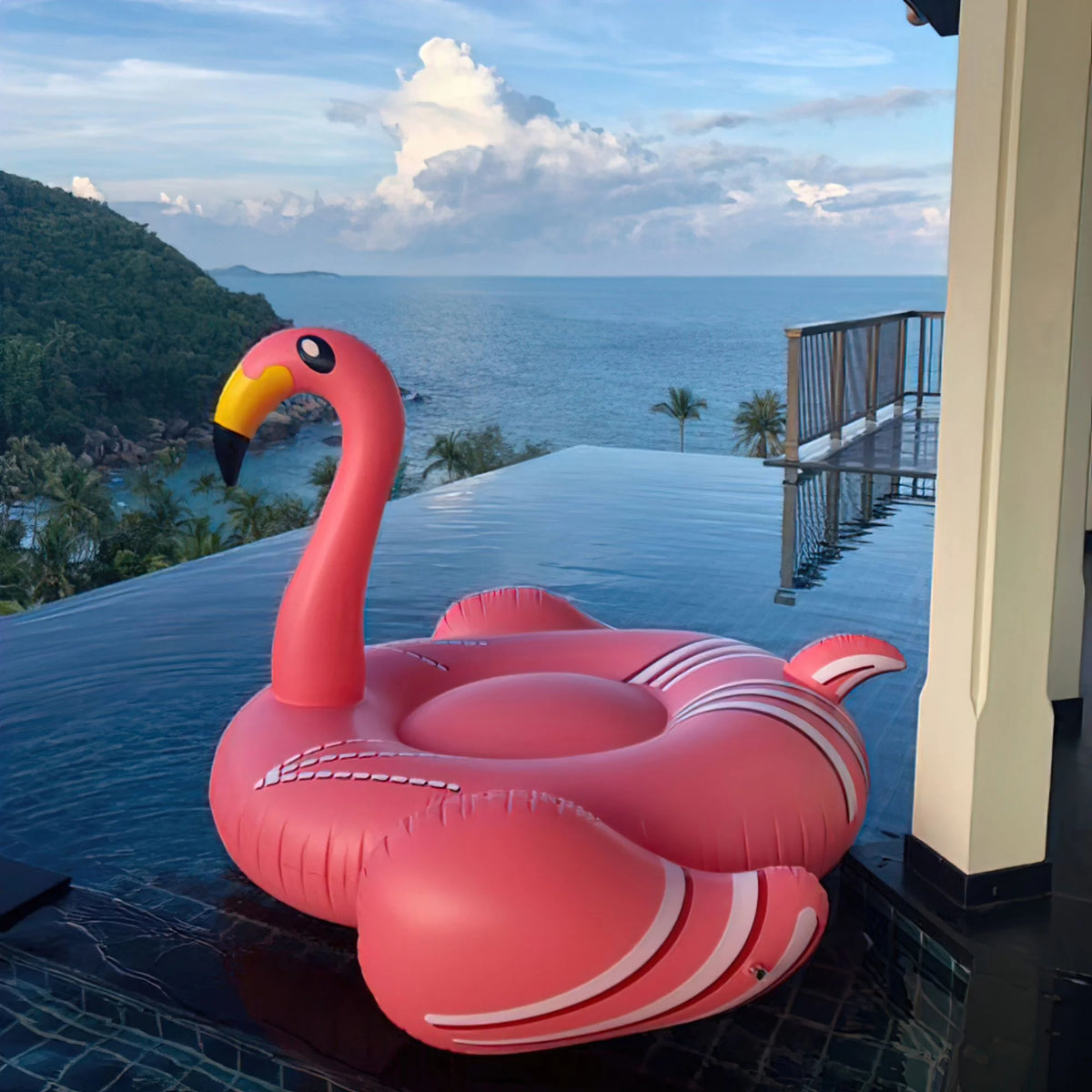 Pink Inflatable Flamingo Swimming Pool Floating Raft Q796