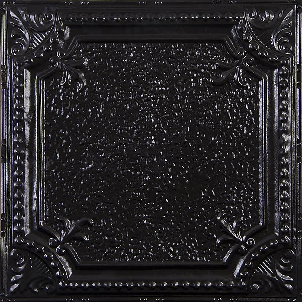 Textured Black Satin Nail Up Tin Ceiling Tile X97907