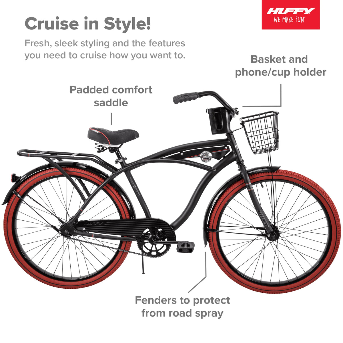26” Matte Black Cruiser Bike G7546