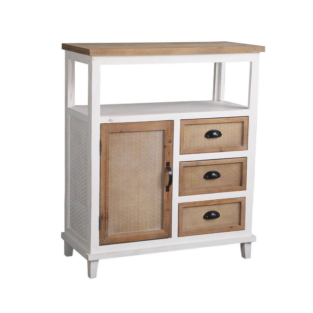 Light Brown and White Accent Cabinet with 3 Drawers S6974