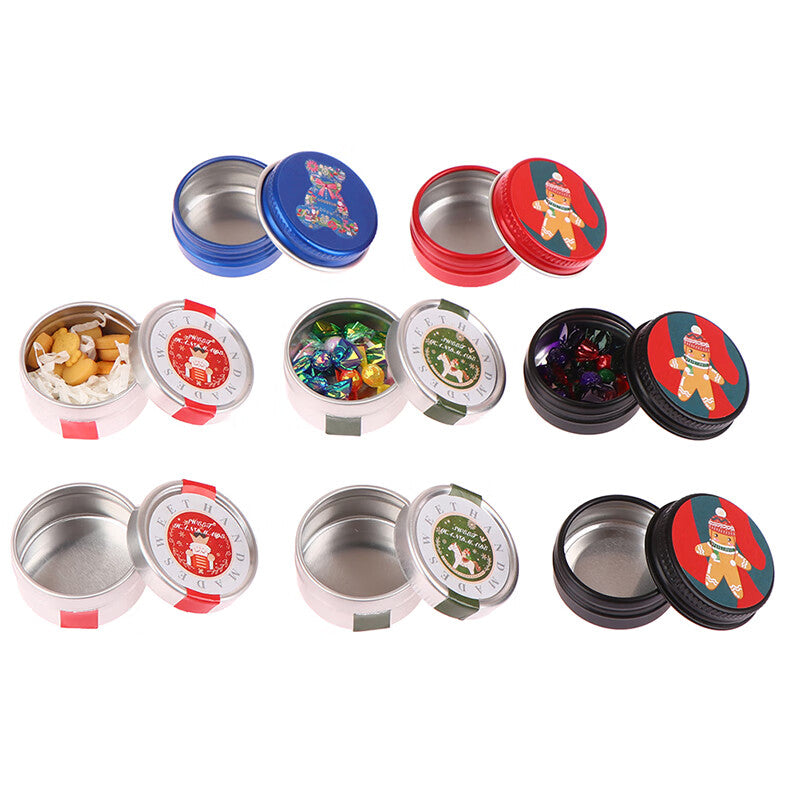 1:12 Dollhouse Miniature Christmas Cookies Tin Box Decor Toy Z305708