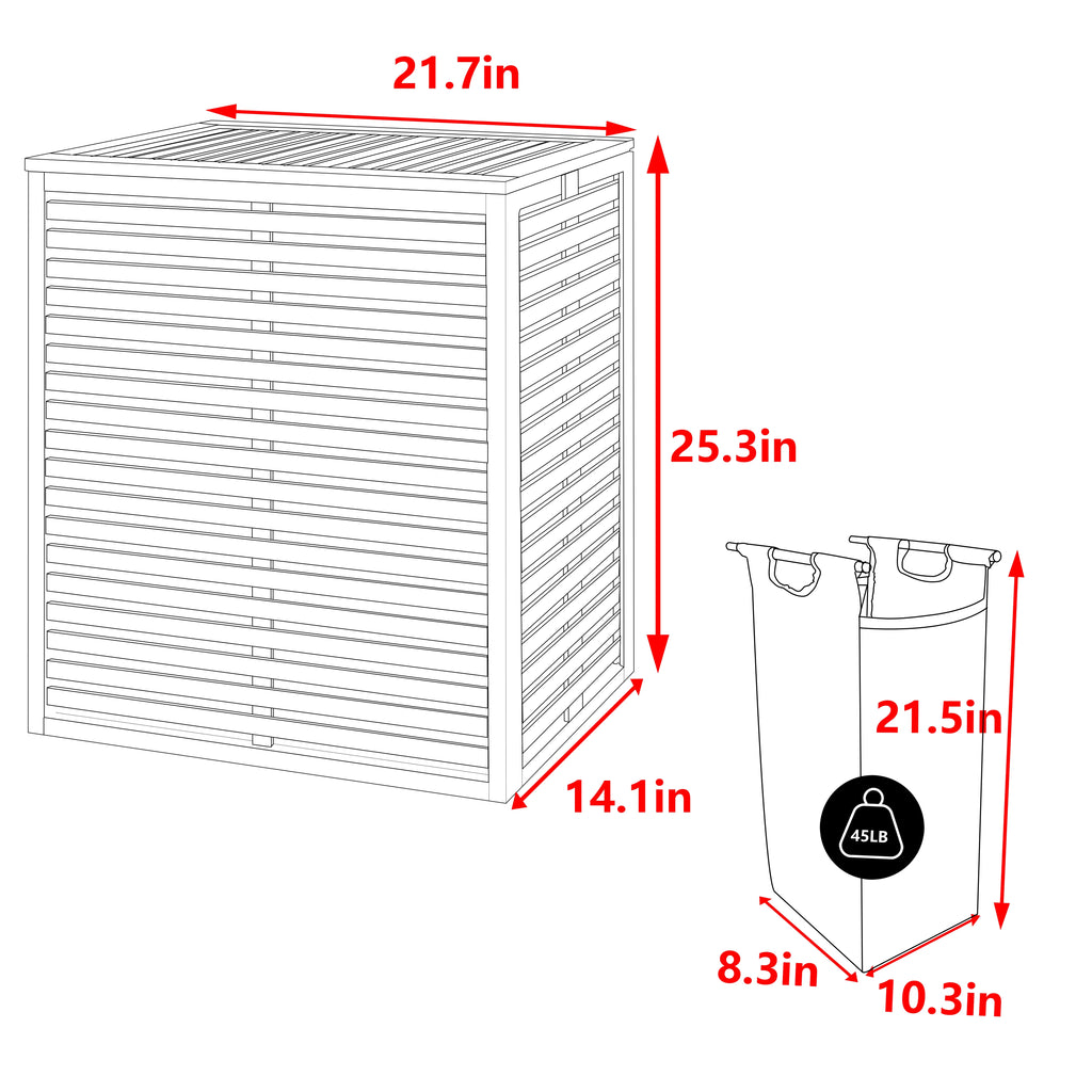 Foldable Bamboo Laundry Hamper with Lid and Liner Bag I6373