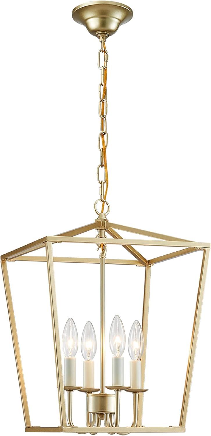 Lantern Pendant Light Iron Cage 1 E26 Bulbs Gold Plating X442